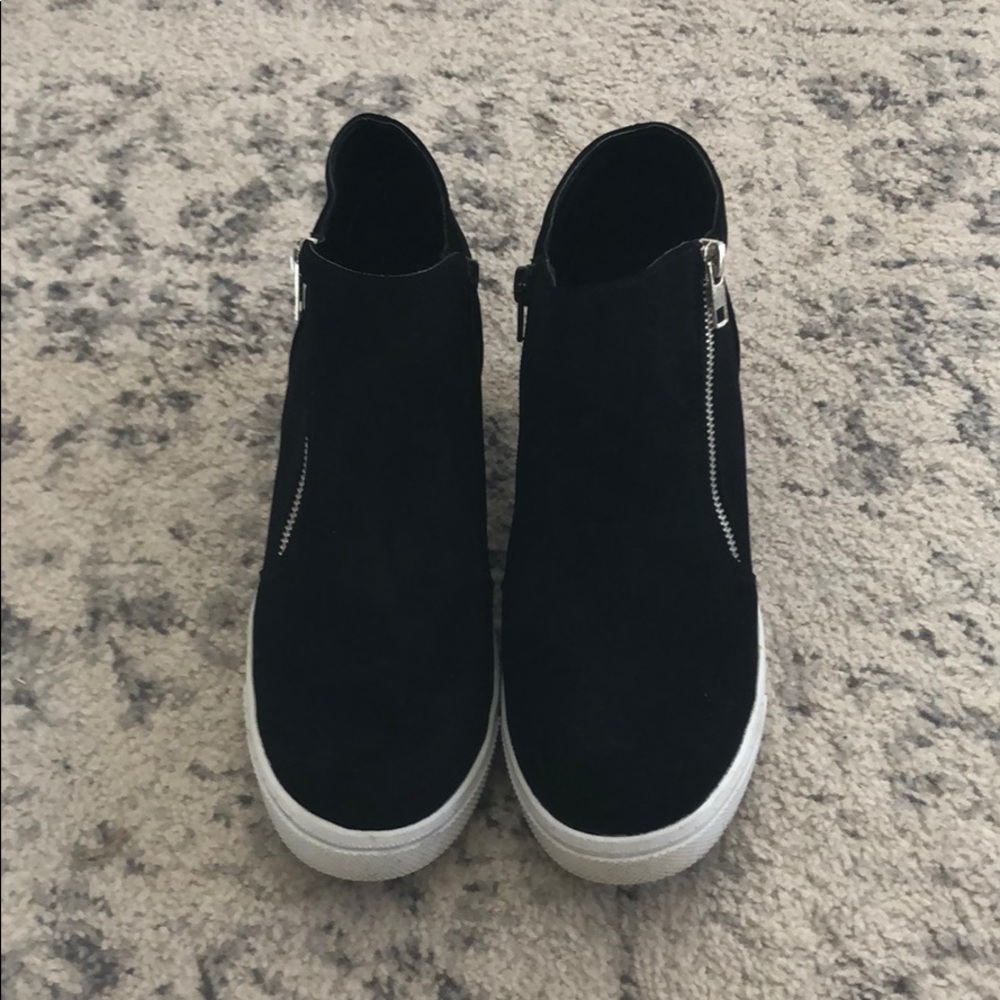 Black Suede Wedge Sneaker
